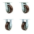 thumbnail image 1 of 5 Inch Polyurethane Caster Set with Roller Bearing 2 Swivel 2 Rigid SCC, 1 of 7