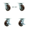 thumbnail image 1 of 5 Inch Polyurethane Caster Set with Roller Bearings 2 Swivel Lock 2 Brake SCC, 1 of 2