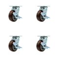thumbnail image 1 of 5 Inch Polyurethane Caster Set with Roller Bearings 4 Brake 2 Swivel Lock SCC, 1 of 2