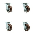 thumbnail image 1 of 5 Inch Polyurethane Swivel Caster Set with Roller Bearing and Swivel Lock SCC, 1 of 2
