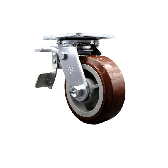 5 Inch Polyurethane Swivel Caster with Ball Bearing and Total Lock Brake SCC