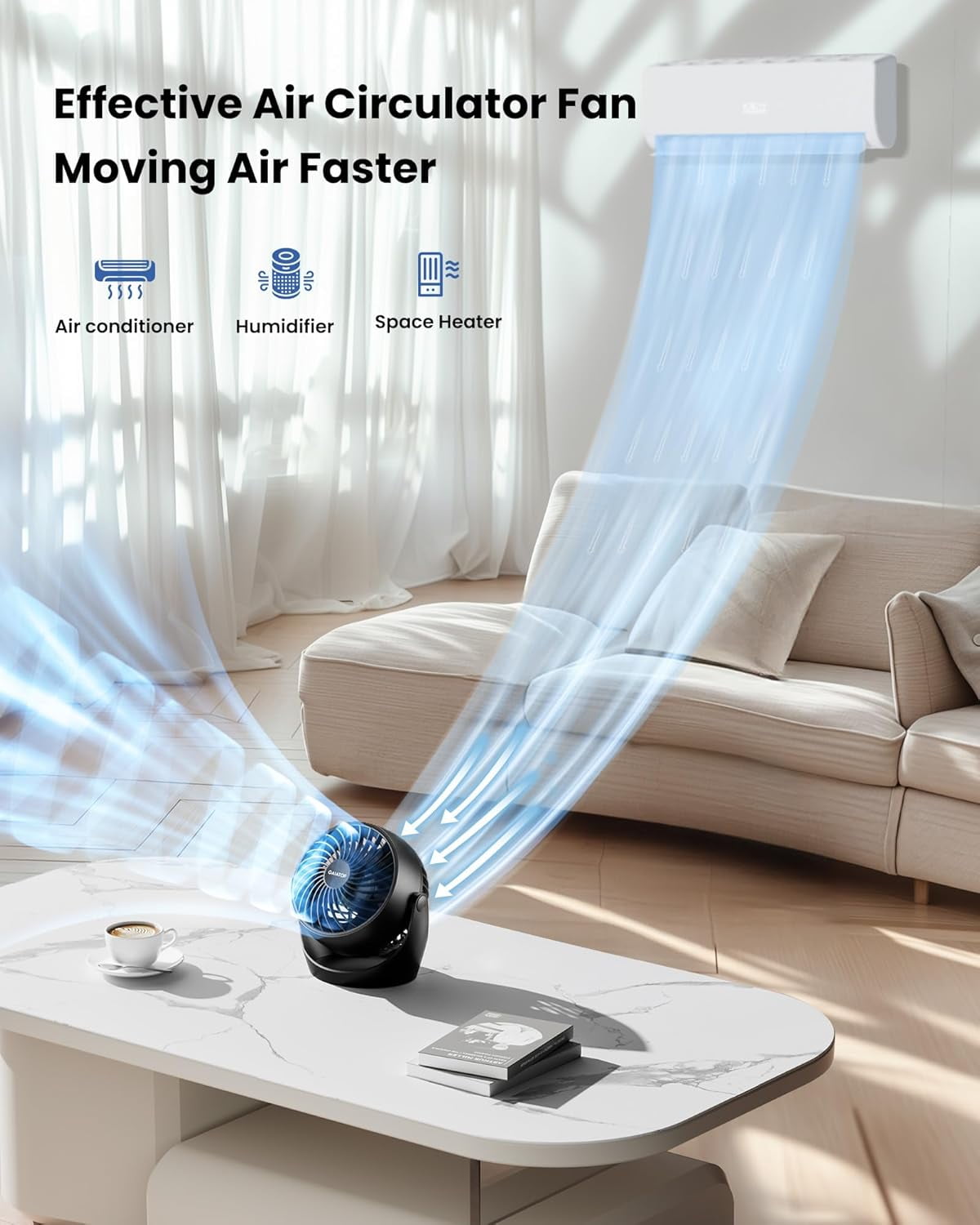 5-Inch Portable Desk Fan, 3 Speed 360° Adjustable Tilt, Powerful  Circulator for Home Office Bedroom Kitchen