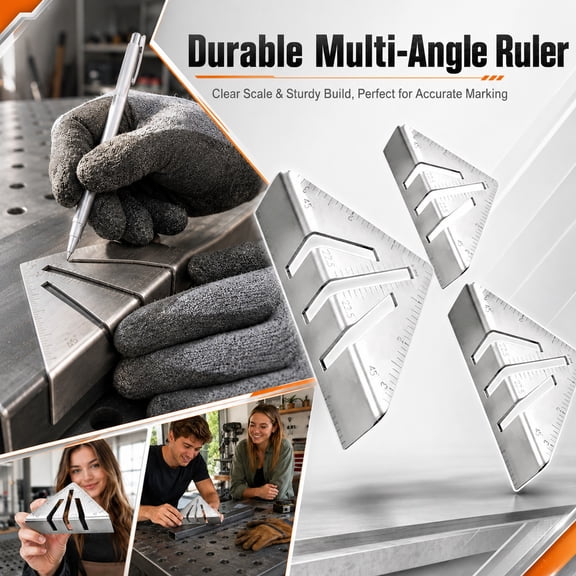 5 Inch Professional Miter Triangle Ruler, 22.5°-90° High Precision Metalworking Square for Square Tubing, Round Pipes & Flat Steel