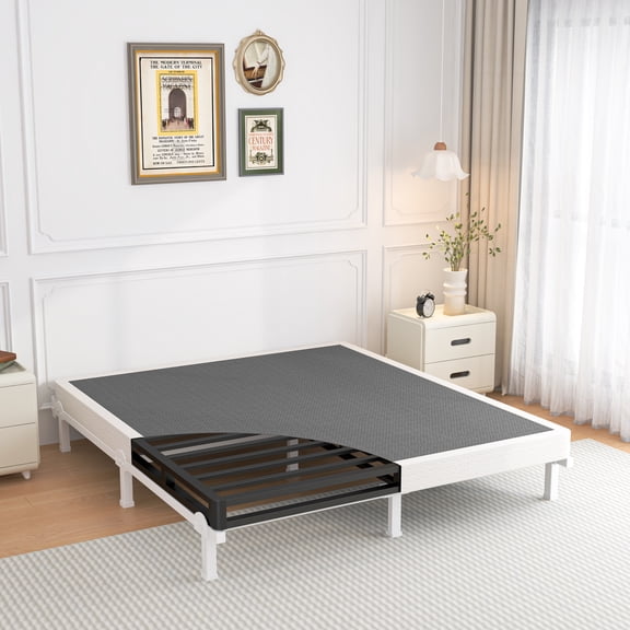 5 Inch Queen Box Spring, Heavy Duty Metal Low Profile Bed Base Mattress Foundation with Fabric Cover, 3500lbs Max Weight Capacity, Easy Assembly, Noise Free, Non-Slip