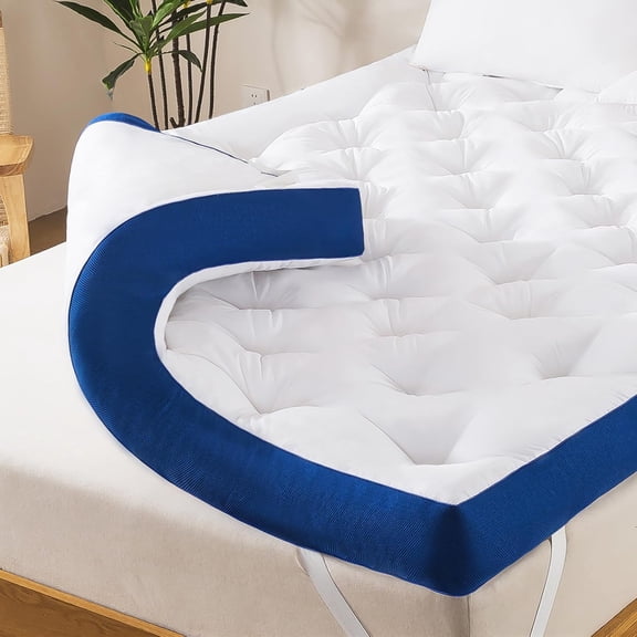 5 Inch Queen Mattress Topper for Back Pain Relief, Filled with Breathable & Soft Memory Foam Pillow Top,4 Elastic Straps