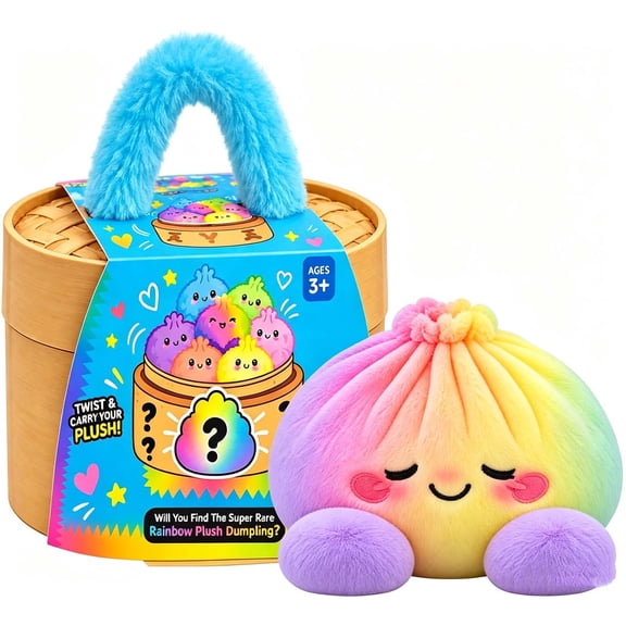 5 Inch Rainbow Plush Dumpling Squishy Mystery Box, Giant Cute Stuffed Steamed Bun Squishies, Soft Plushie Gift for Adults Kids, Christmas Stocking Stuffers, Home Decor