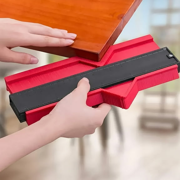 Hot!5" Contour Gauge Profile Tool – Red Plastic Shape Tracer with Lock & Dual Scale for Corners, Curves, Edges, Flooring, Tiling & DIY Projects