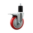 thumbnail image 1 of 5 Inch Red Poly Swivel 1-3/4 Inch Expanding Stem Caster Total Lock Brake SCC, 1 of 2