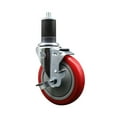 thumbnail image 1 of 5 Inch Red Poly Swivel 1-5/8 Inch Expanding Stem Caster with Brake SCC, 1 of 2