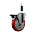 thumbnail image 1 of 5 Inch Red Poly Swivel 7/8 Inch Expanding Stem Caster with Brake SCC, 1 of 2