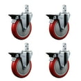 thumbnail image 1 of 5 Inch Red Poly Wheel Swivel 7/8 Inch Square Stem Caster Set with Brake SCC, 1 of 2