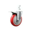 thumbnail image 1 of 5 Inch Red Poly Wheel Swivel 7/8 Inch Square Stem Caster with Total Lock Brake, 1 of 2
