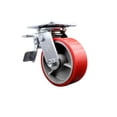 thumbnail image 1 of 5 Inch Red Poly on Cast Iron Caster with Ball Bearing and Total Lock Brake SCC, 1 of 2