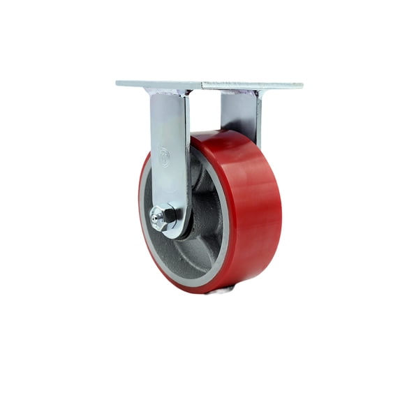 5 Inch Red Poly on Cast Iron Wheel Rigid Caster with Roller Bearing SCC