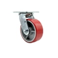 thumbnail image 1 of 5 Inch Red Poly on Cast Iron Wheel Swivel Caster with Roller Bearing SCC, 1 of 2