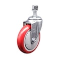 thumbnail image 1 of 5 Inch Red Polyurethane Wheel Swivel 12mm Threaded Stem Caster SCC, 1 of 2