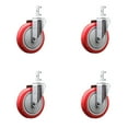 thumbnail image 1 of 5 Inch Red Polyurethane Wheel Swivel 7/8 Inch Square Stem Caster Set SCC, 1 of 2