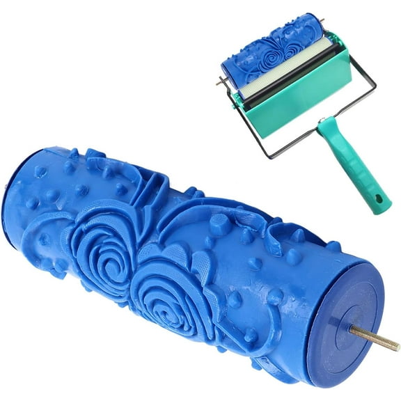 5 Inch Rubber Pattern Paint Roller Reusable Texture Roller for Wall Furniture