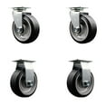 thumbnail image 1 of 5 Inch Rubber on Aluminum Caster Set with Ball Bearings 2 Swivel 2 Rigid, 1 of 2
