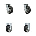 thumbnail image 1 of 5 Inch Rubber on Aluminum Caster Set with Roller Bearings 2 Swivel Lock 2 Rigid, 1 of 2