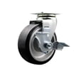 thumbnail image 1 of 5 Inch Rubber on Aluminum Swivel Caster with Roller Bearing and Brake SCC, 1 of 2