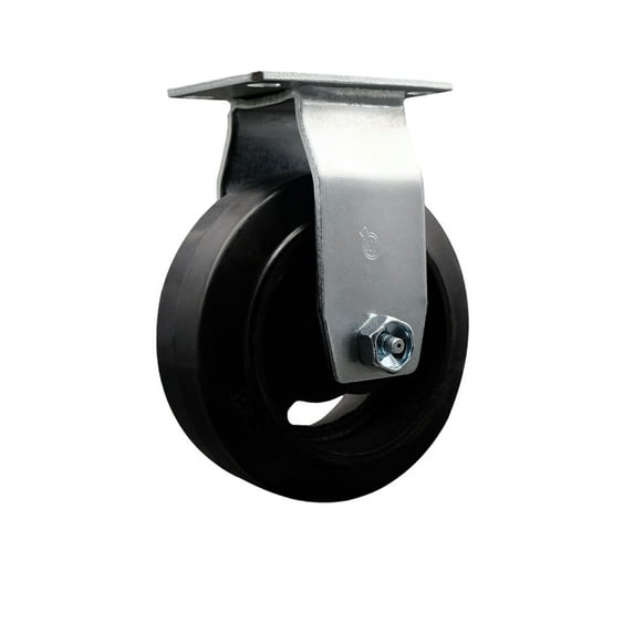 5 Inch Rubber on Cast Iron Wheel Rigid Caster with Roller Bearing SCC