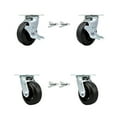 thumbnail image 1 of 5 Inch Rubber on Steel Caster Set with Ball Bearings 4 Swivel Lock 2 Brake SCC, 1 of 2