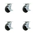 thumbnail image 1 of 5 Inch Rubber on Steel Caster Set with Ball Bearings and Brake/Swivel Lock SCC, 1 of 2