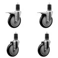 thumbnail image 1 of 5 Inch SS Black Poly Swivel 1-5/8 Inch Expanding Stem Caster Set 2 Brakes, 1 of 2