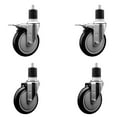 thumbnail image 1 of 5 Inch SS Black Poly Swivel 1-7/8 Inch Expanding Stem Caster Set 2 Brakes, 1 of 2