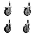 thumbnail image 1 of 5 Inch SS Black Poly Swivel 1 Inch Expanding Stem Caster Set 2 Total Lock Brakes, 1 of 2