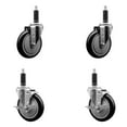 thumbnail image 1 of 5 Inch SS Black Poly Wheel Swivel 1 Inch Expanding Stem Caster Set 2 Brakes SCC, 1 of 2
