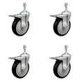 thumbnail image 1 of 5 Inch SS Black Polyurethane 3/8 Inch Threaded Stem Caster Set Total Lock Brake, 1 of 2