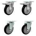 thumbnail image 1 of 5 Inch SS Black Polyurethane Top Plate Caster Set 2 Total Lock Brakes SCC, 1 of 2