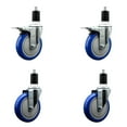 thumbnail image 1 of 5 Inch SS Blue Poly Swivel 1-1/2 Inch Expanding Stem Caster Set 2 Brakes, 1 of 2