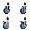 thumbnail image 1 of 5 Inch SS Blue Poly Swivel 1-7/8 Inch Expanding Stem Caster Set 2 Brakes, 1 of 2