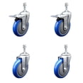 thumbnail image 1 of 5 Inch SS Blue Poly Swivel 10mm Threaded Stem Caster Set 2 Total Lock Brake, 1 of 2
