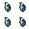 thumbnail image 1 of 5 Inch SS Blue Polyurethane Swivel Top Plate Caster Set with Brake SCC, 1 of 2