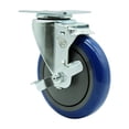 thumbnail image 1 of 5 Inch SS Blue Polyurethane Swivel Top Plate Caster with Brake Service Caster, 1 of 2