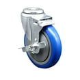 thumbnail image 1 of 5 Inch SS Blue Polyurethane Wheel Swivel Bolt Hole Caster with Brake SCC, 1 of 2