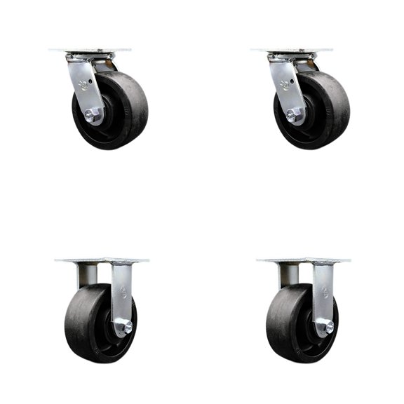 5 Inch SS Glass Filled Nylon Caster Set with Roller Bearing 2 Swivel 2 Rigid SCC