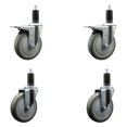 thumbnail image 1 of 5 Inch SS Gray Poly Swivel 1-1/4 Inch Expanding Stem Caster Set 2 Brakes, 1 of 2