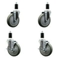 thumbnail image 1 of 5 Inch SS Gray Poly Wheel Swivel 1-3/8 Inch Expanding Stem Caster Set 2 Brakes, 1 of 2