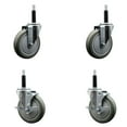 thumbnail image 1 of 5 Inch SS Gray Poly Wheel Swivel 3/4 Inch Expanding Stem Caster Set 2 Brakes SCC, 1 of 2