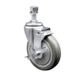 thumbnail image 1 of 5 Inch SS Gray Polyurethane Swivel 12mm Threaded Stem Caster with Brake SCC, 1 of 2