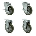thumbnail image 1 of 5 Inch SS Gray Polyurethane Top Plate Caster Set with 2 Brake 2 Rigid SCC, 1 of 2