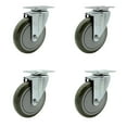 thumbnail image 1 of 5 Inch SS Gray Polyurethane Wheel Swivel Top Plate Caster Set Service Caster, 1 of 2
