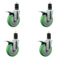 thumbnail image 1 of 5 Inch SS Green Poly Swivel 1-5/8 Inch Expanding Stem Caster Set Total Lck Brake, 1 of 2