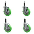 thumbnail image 1 of 5 Inch SS Green Poly Swivel 1 Inch Expanding Stem Caster Set with Brake SCC, 1 of 2