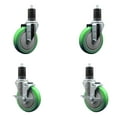 thumbnail image 1 of 5 Inch SS Green Poly Wheel Swivel 1-5/8 Inch Expanding Stem Caster Set 2 Brakes, 1 of 2